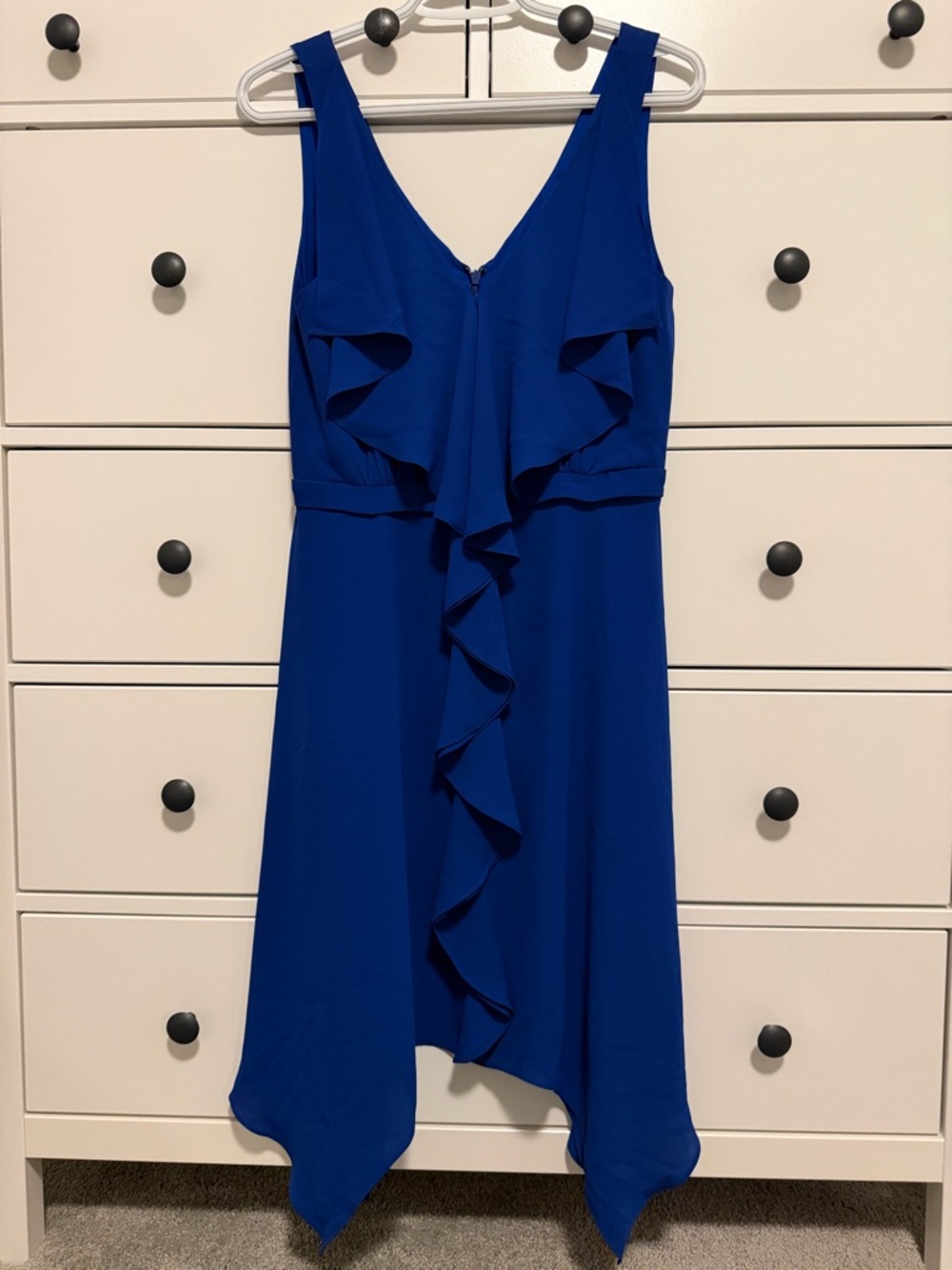 BCBGMaxAzria Blue Asymmetrical Ruffle Dress - Picture 2 of 5